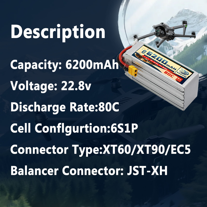 Upgraded VSVAW 6S 22.8V 80C/16 - 6S Lipo Battery 22.2V 5000Mah recension och pris