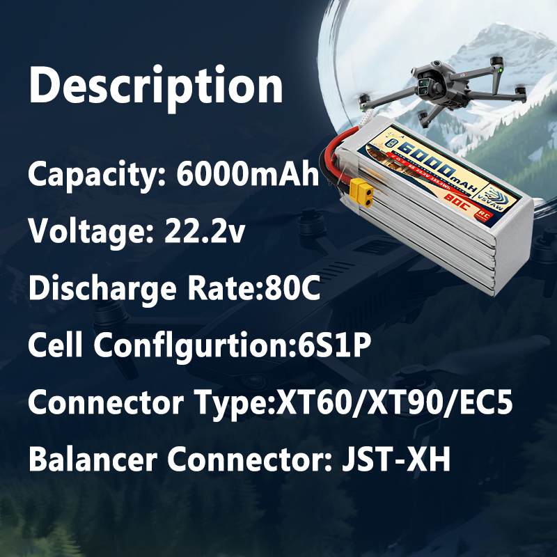 VSVAW 6S Lipo Battery 6000mAh  - 6S Lipo Battery 22.2V 5000Mah recension och pris