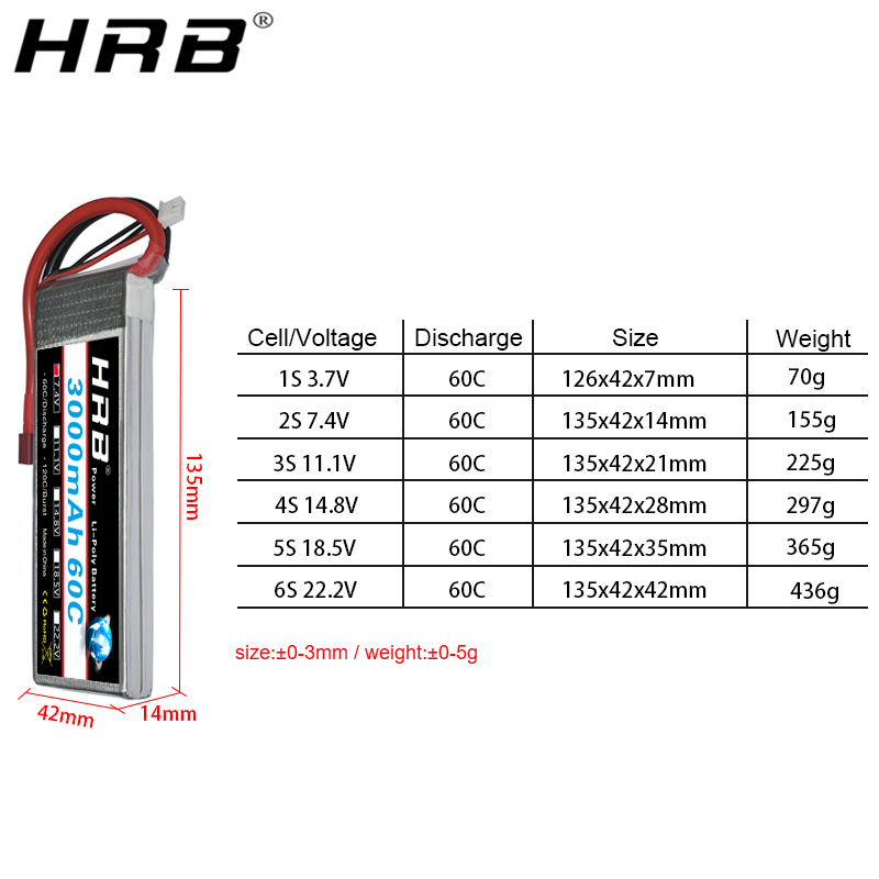 HRB lipo Battery 2S 3S 4S 6S 5 - 4S Lipo Battery 14.8V 6000Mah recension och pris